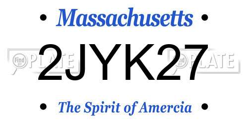 2JYK27 Massachusetts License Plate