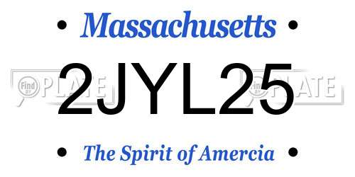 2JYL25 Massachusetts License Plate