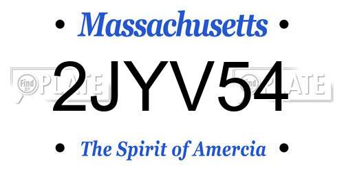 2JYV54 Massachusetts License Plate