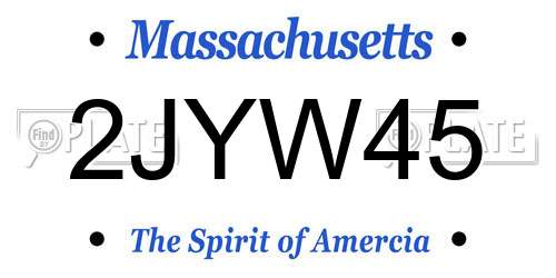 2JYW45 Massachusetts License Plate