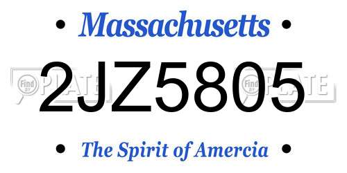2JZ5805 Massachusetts License Plate