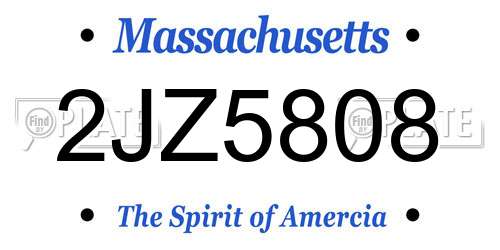 2JZ5808 Massachusetts License Plate