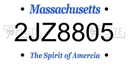 2JZ8805 Massachusetts License Plate