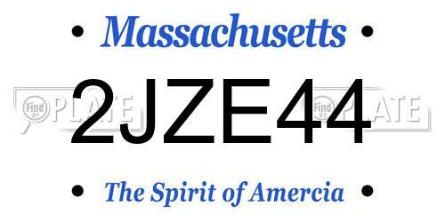 2JZE44 Massachusetts License Plate