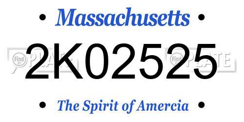 2K02525 Massachusetts License Plate