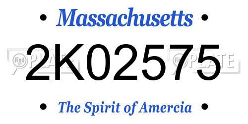 2K02575 Massachusetts License Plate