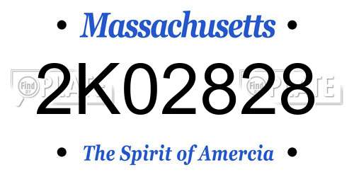 2K02828 Massachusetts License Plate