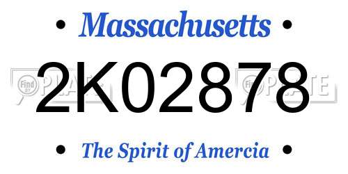 2K02878 Massachusetts License Plate