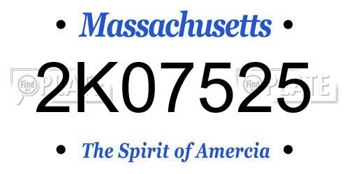 2K07525 Massachusetts License Plate