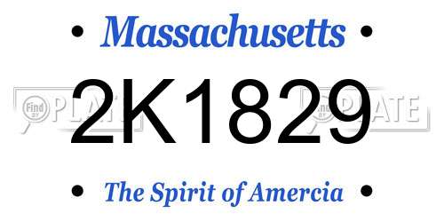 2K1829 Massachusetts License Plate