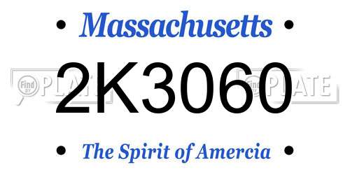 2K3060 Massachusetts License Plate
