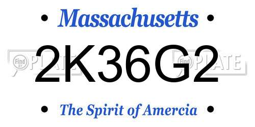 2K36G2 Massachusetts License Plate