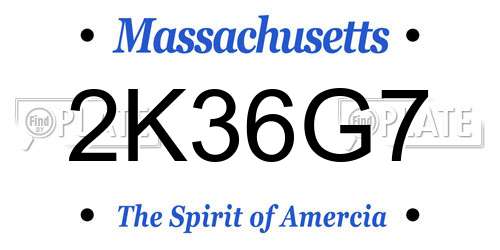 2K36G7 Massachusetts License Plate