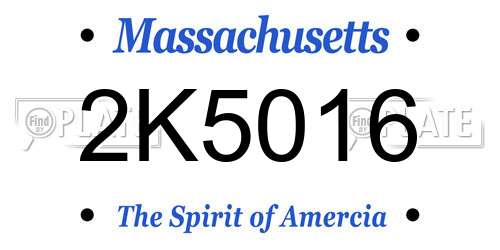 2K5016 Massachusetts License Plate