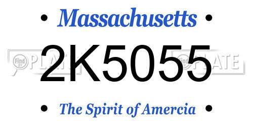 2K5055 Massachusetts License Plate