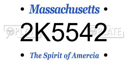 2K5542 Massachusetts License Plate