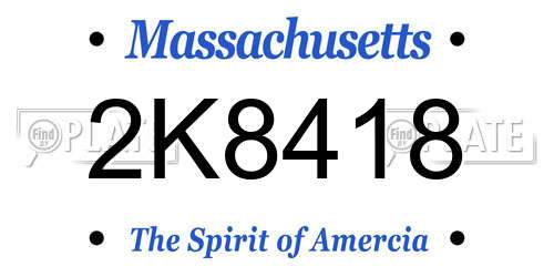 2K8418 Massachusetts License Plate
