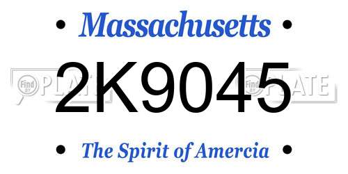 2K9045 Massachusetts License Plate