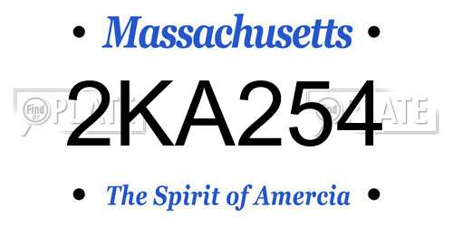 2KA254 Massachusetts License Plate