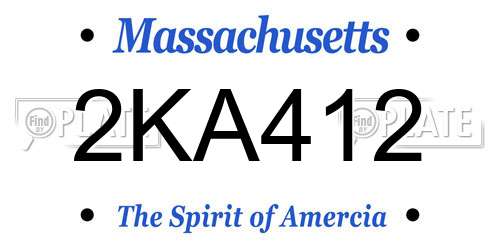 2KA412 Massachusetts License Plate