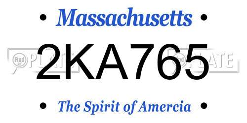 2KA765 Massachusetts License Plate