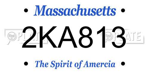 2KA813 Massachusetts License Plate