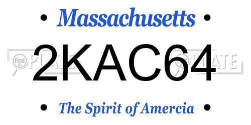 2KAC64 Massachusetts License Plate