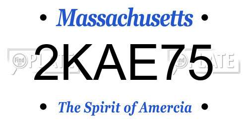 2KAE75 Massachusetts License Plate