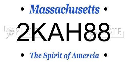 2KAH88 Massachusetts License Plate