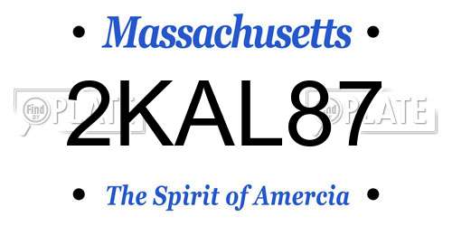 2KAL87 Massachusetts License Plate
