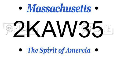 2KAW35 Massachusetts License Plate