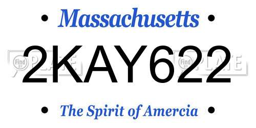 2KAY622 Massachusetts License Plate