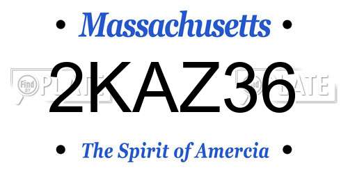2KAZ36 Massachusetts License Plate