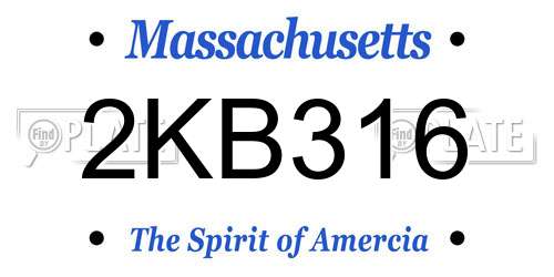 2KB316 Massachusetts License Plate