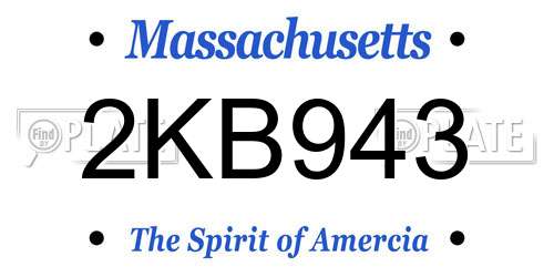 2KB943 Massachusetts License Plate