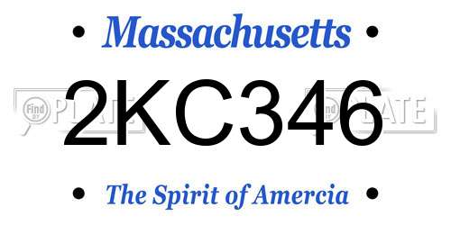 2KC346 Massachusetts License Plate