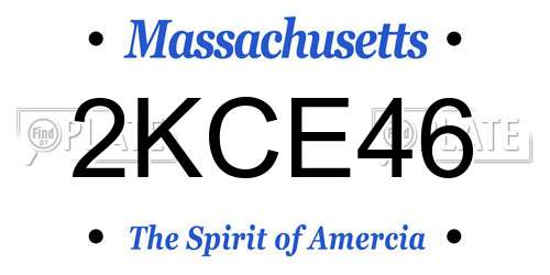2KCE46 Massachusetts License Plate