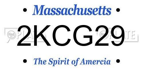 2KCG29 Massachusetts License Plate