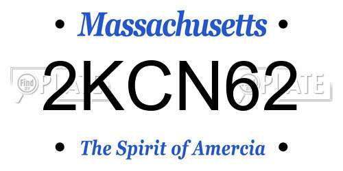 2KCN62 Massachusetts License Plate