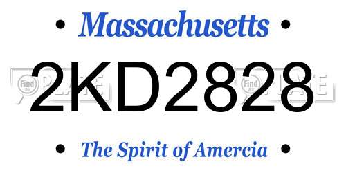 2KD2828 Massachusetts License Plate