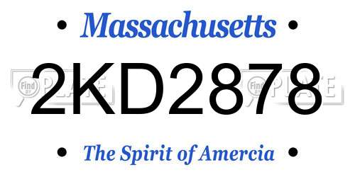 2KD2878 Massachusetts License Plate
