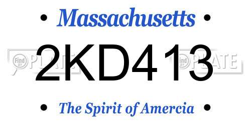 2KD413 Massachusetts License Plate