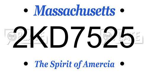 2KD7525 Massachusetts License Plate