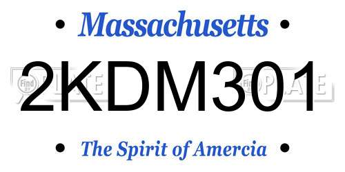 2KDM301 Massachusetts License Plate