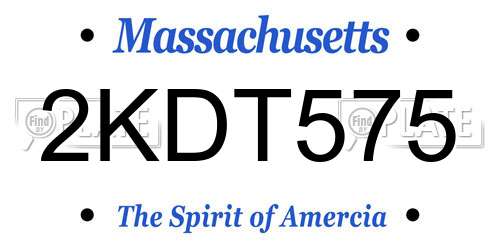 2KDT575 Massachusetts License Plate