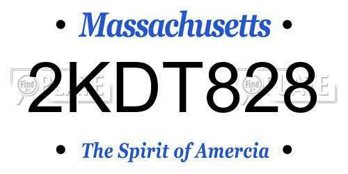2KDT828 Massachusetts License Plate