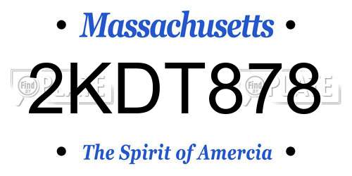 2KDT878 Massachusetts License Plate