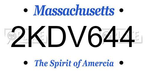 2KDV644 Massachusetts License Plate