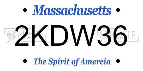 2KDW36 Massachusetts License Plate