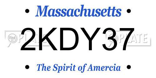 2KDY37 Massachusetts License Plate